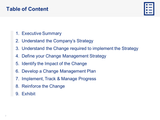 Change Management Strategy and Plan Template - Table of Content